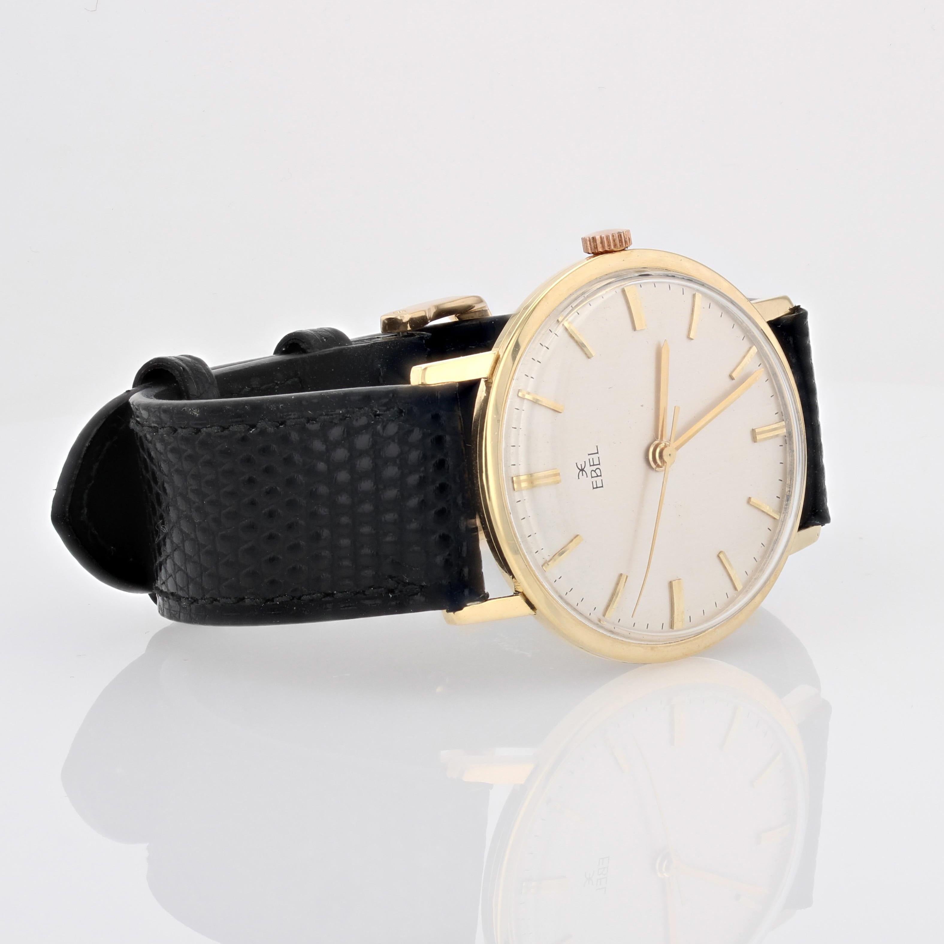 1960s Retro 18 karat Yellow Gold Ebel Mechanical Men Watch In Good Condition In Poitiers, FR