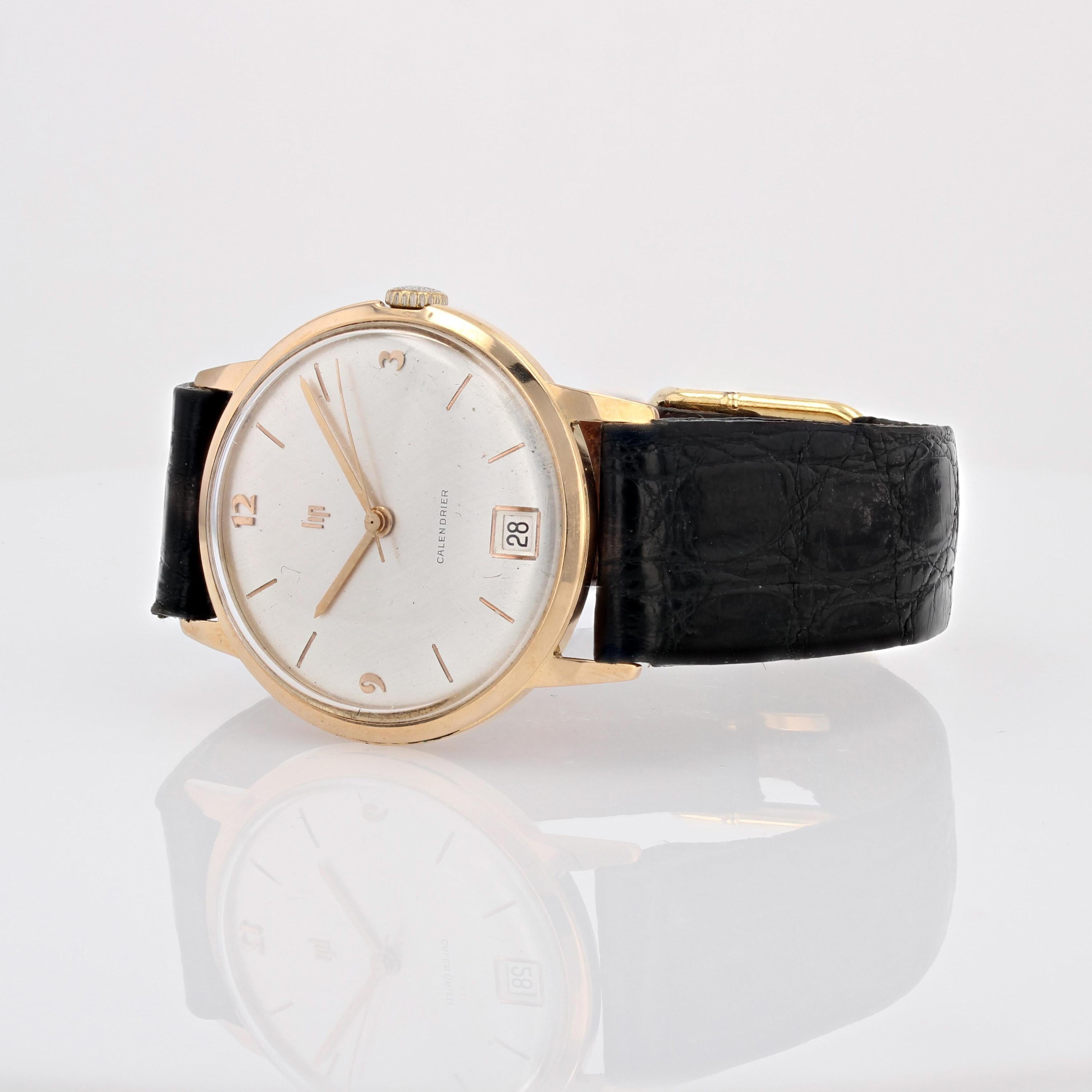 Men's 1960s Retro 18 karat Yellow Gold Lip Calendrier Mechanical Men Watch