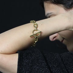 Pulsera Retro de Malla Azul Marino de Oro Amarillo de 18 Kilates de los años 60