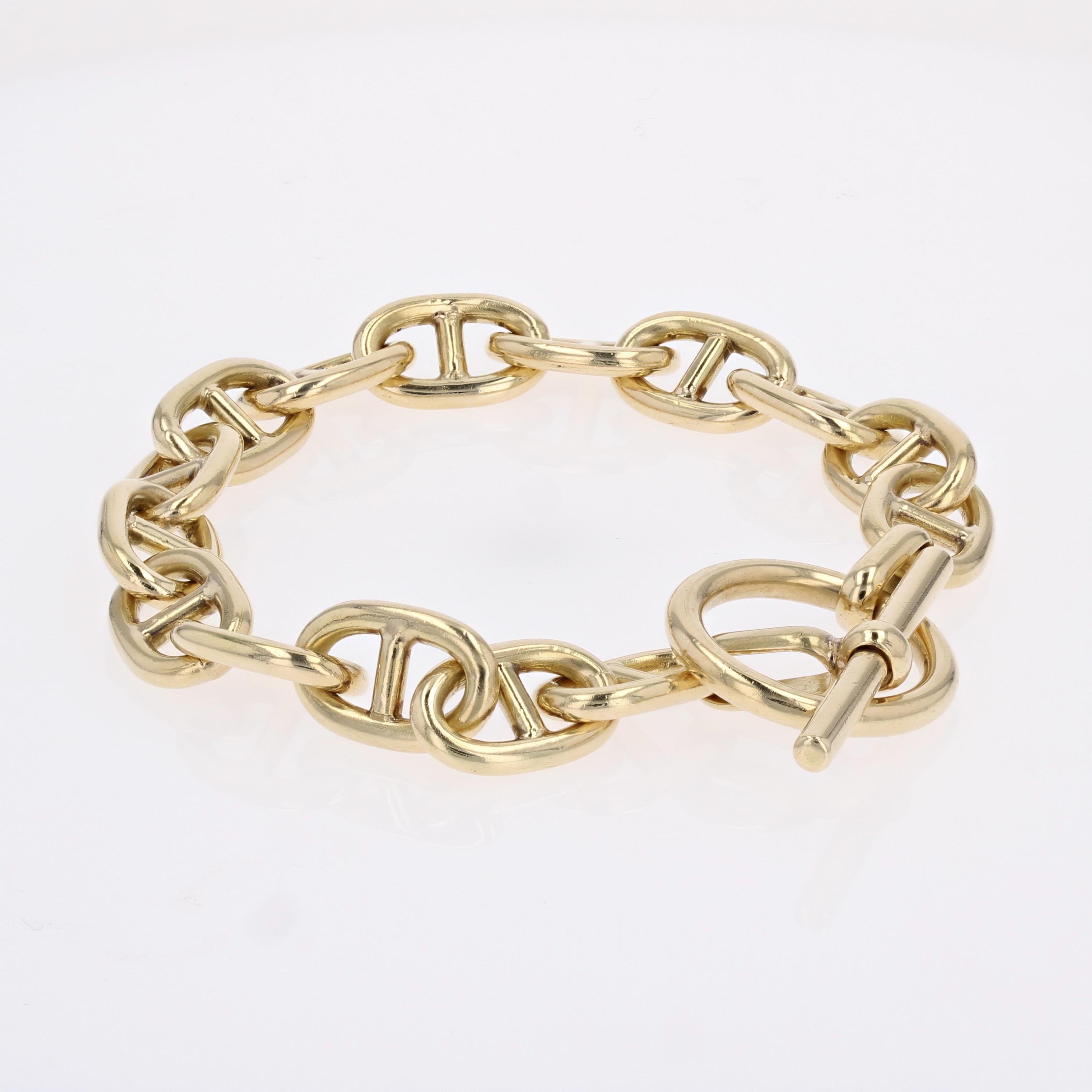 1960s Retro 18 Karat Yellow Gold Navy Mesh Bracelet For Sale 2