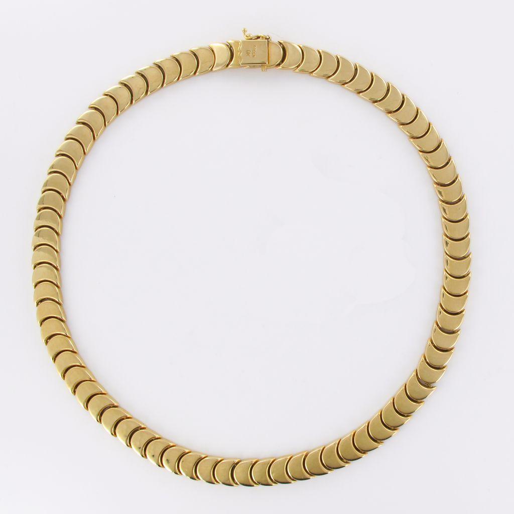 1960s Retro 18 Karat Yellow Gold Articulated Scale Necklace 5