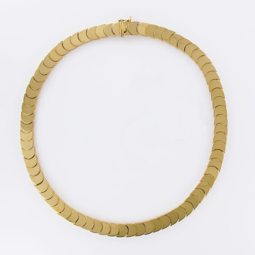 1960s Retro 18 Karat Yellow Gold Articulated Scale Necklace 6