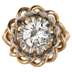 1960s Vintage 2.06 Carat Diamond 18 Karat Yellow White Gold Solitary Ring