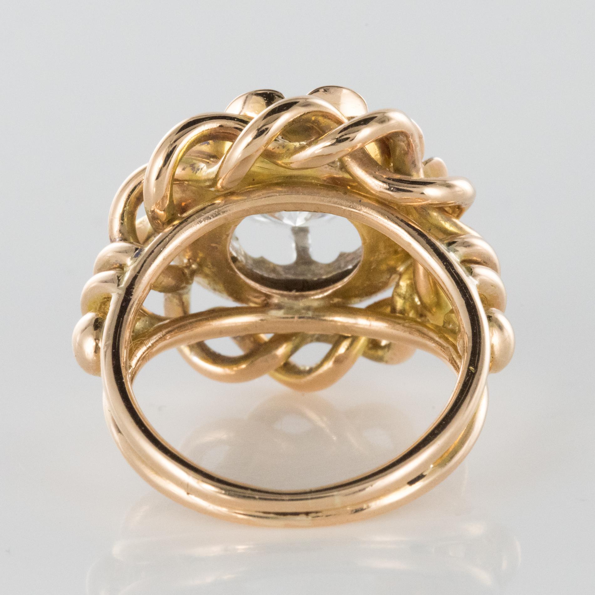 1960s Retro 2.06 Carat Diamond 18 Karat Yellow White Gold Solitary Ring For Sale 6