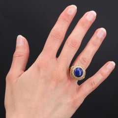1960s Retro 4, 25 Carat Lapis Lazuli 18 Karat Yellow Gold Ring