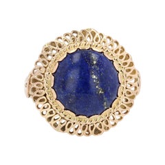 18 Karat Gelbgold-Ring mit 4,25 Karat Lapislazuli im Retro-Stil, 1960er Jahre