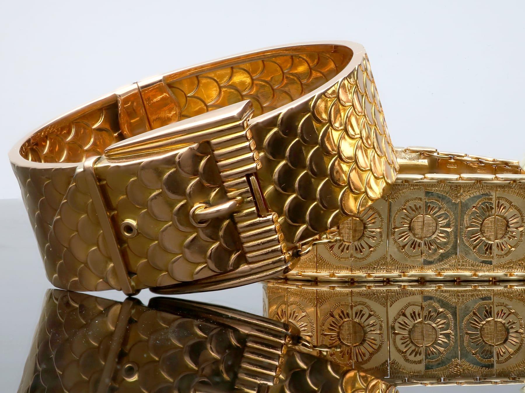 1960s Retro 9k Yellow Gold Link Bracelet, Birmingham, 31.7g For