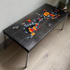 1960er Retro Belgisch Abstrakt Op Art Abstrakte Kachelplatte Couchtisch von Adri