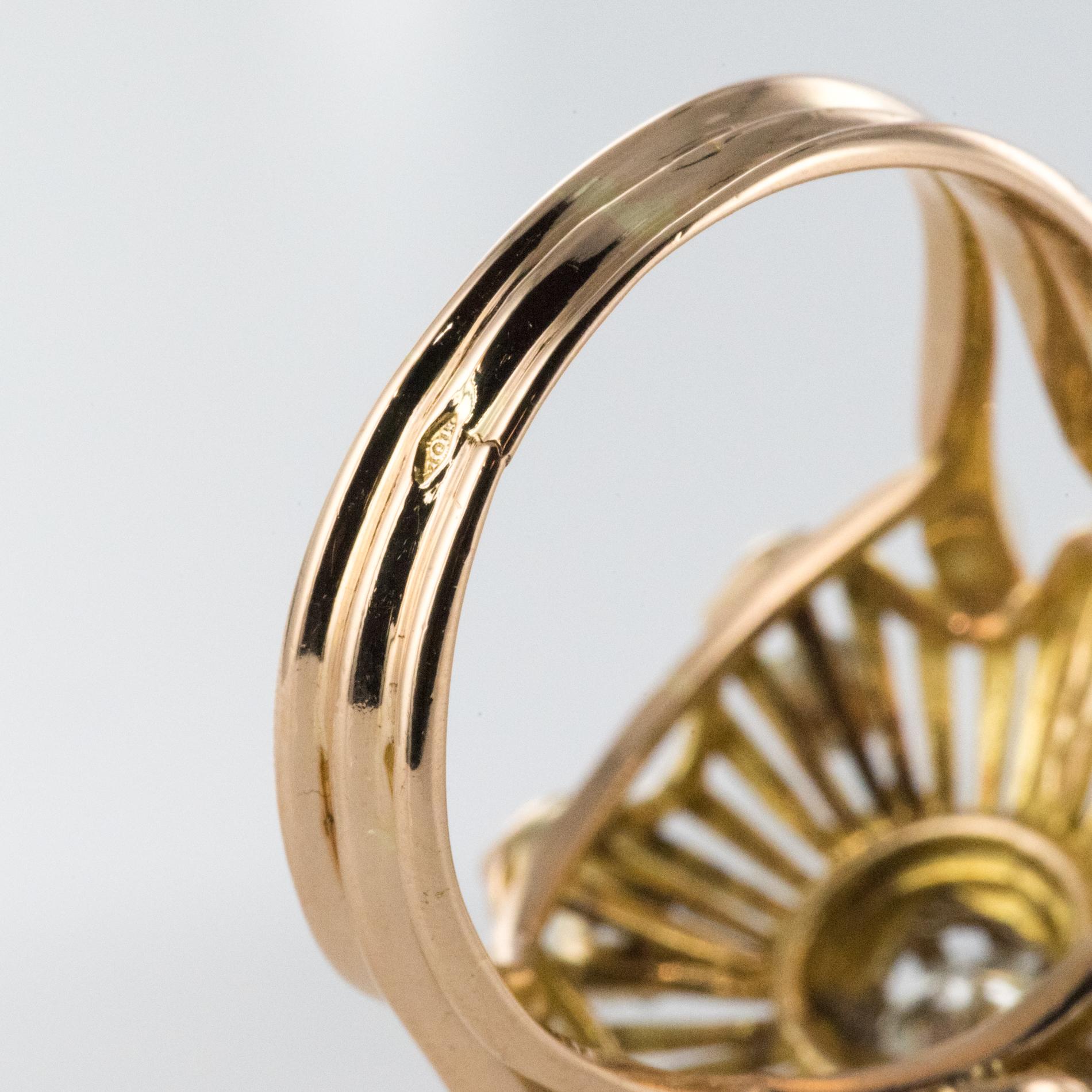 1960er Jahre Retro Diamant 18 Karat Rose Gold Radiant Ring im Angebot 10