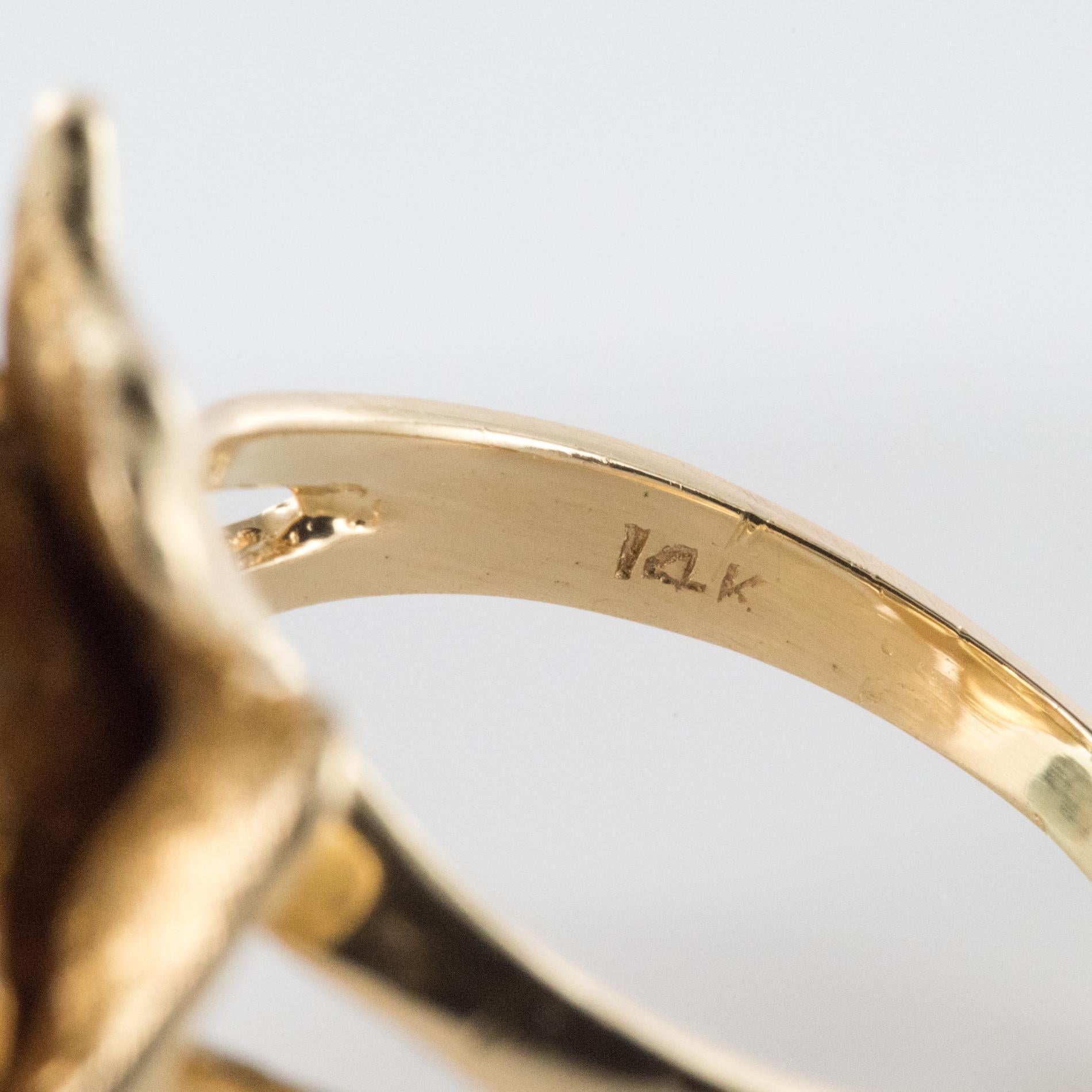 1960s Retro Rose-Shaped Diamonds Yellow Gold Ring 6