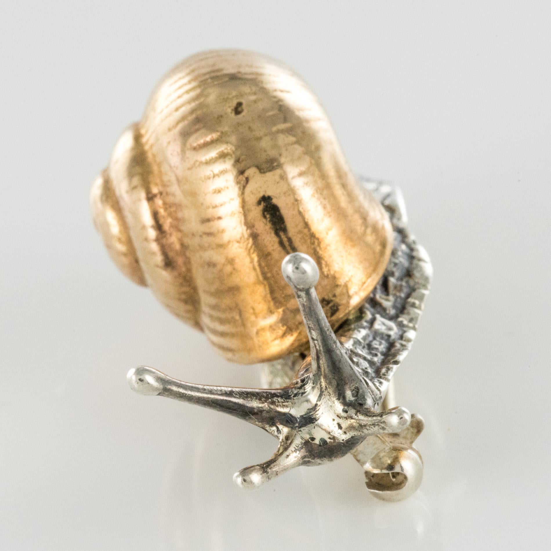 Women's 1960s Retro Silver Vermeil Snail Brooch