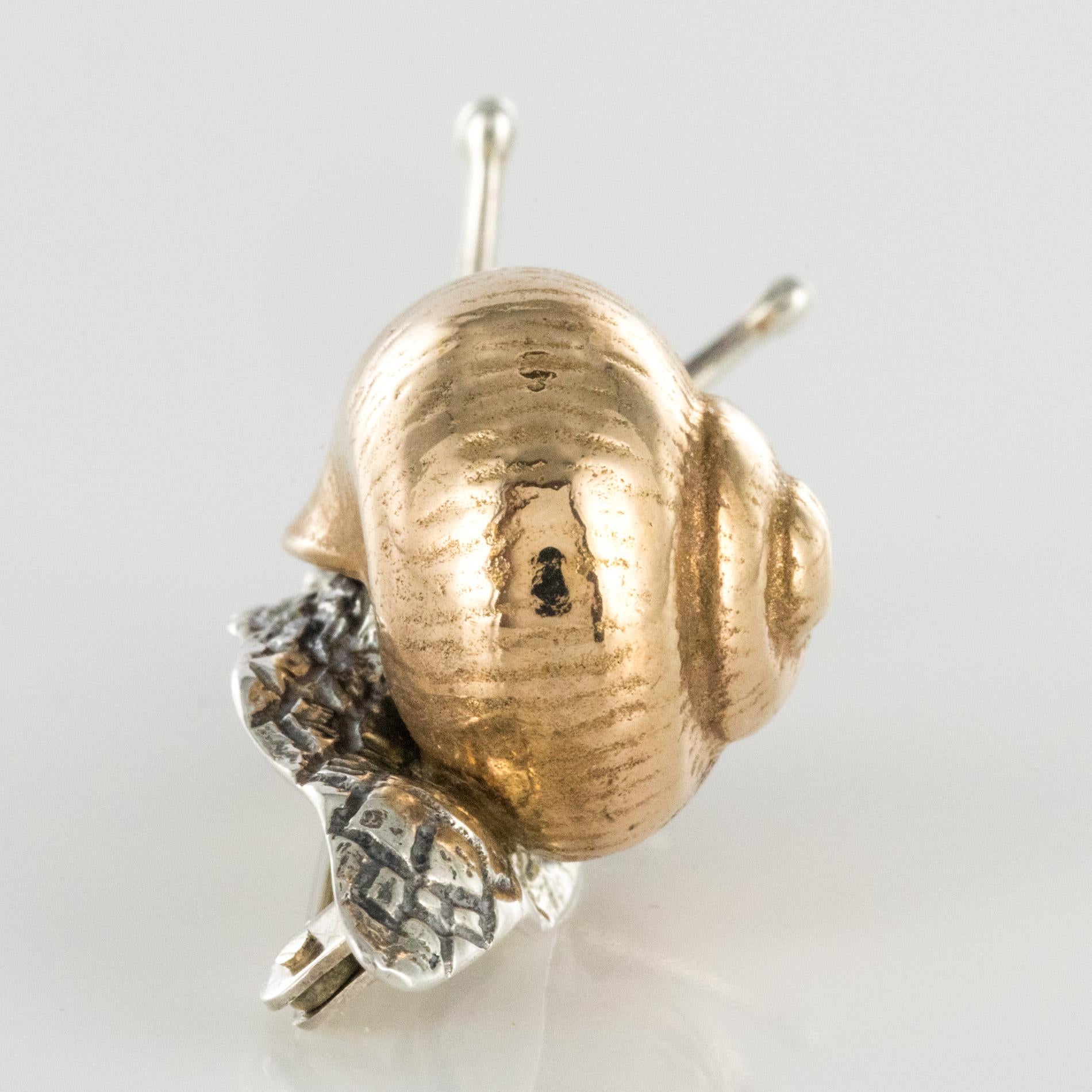 1960s Retro Silver Vermeil Snail Brooch 4