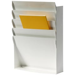 1960s Retro Steel File Holder or Magazine Rack, Refinished in Gloss White