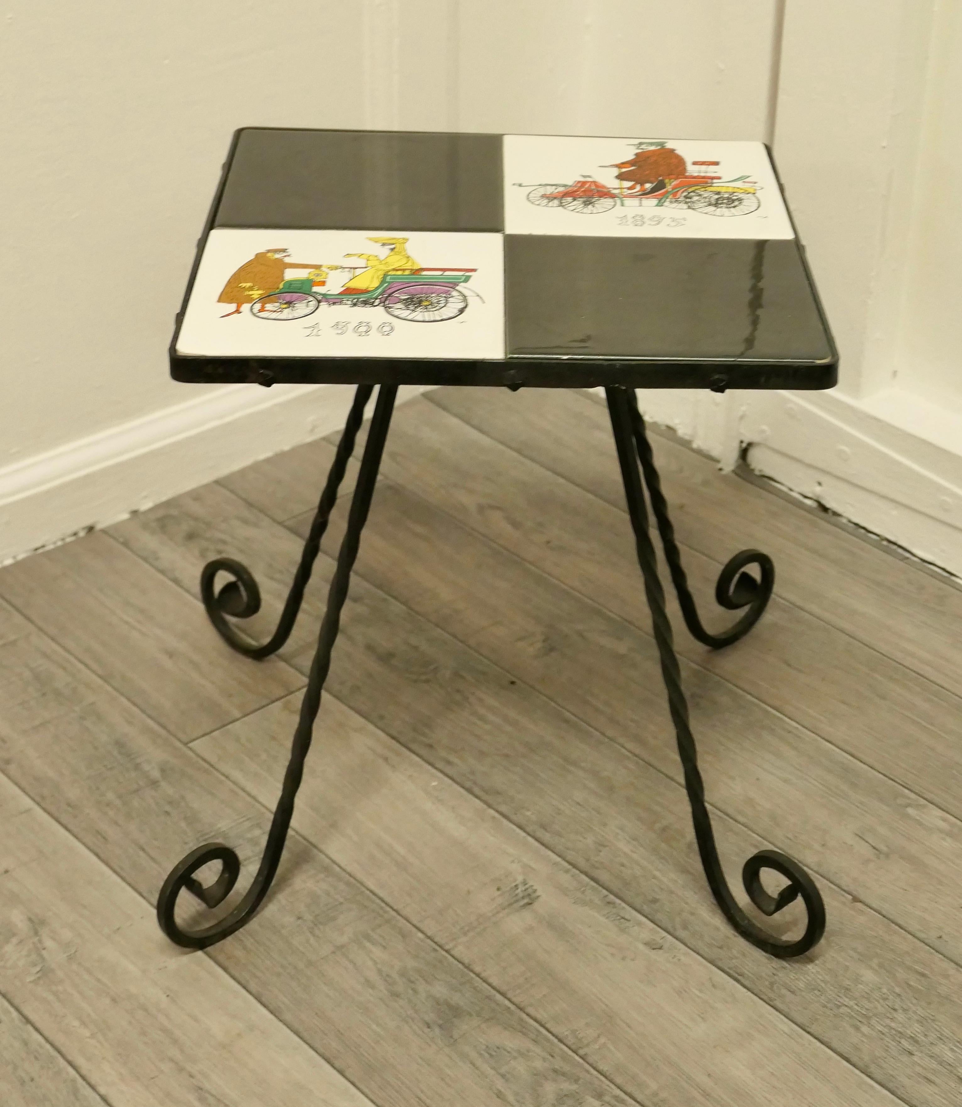 1960s Retro, “Wacky Races” Tiled Occasional Table  In Good Condition For Sale In Chillerton, Isle of Wight