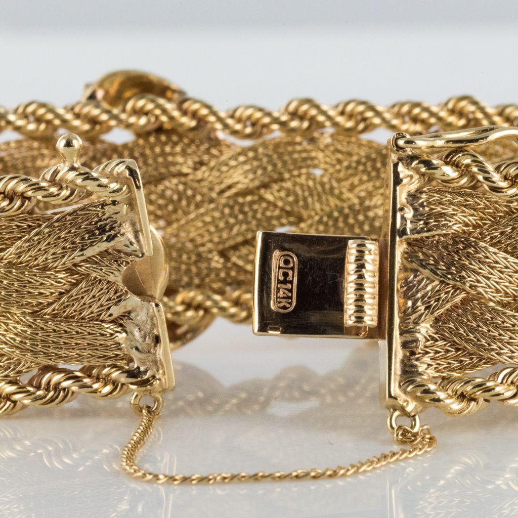 1960s Retro Yellow Gold Braid Diamonds Bracelet 3