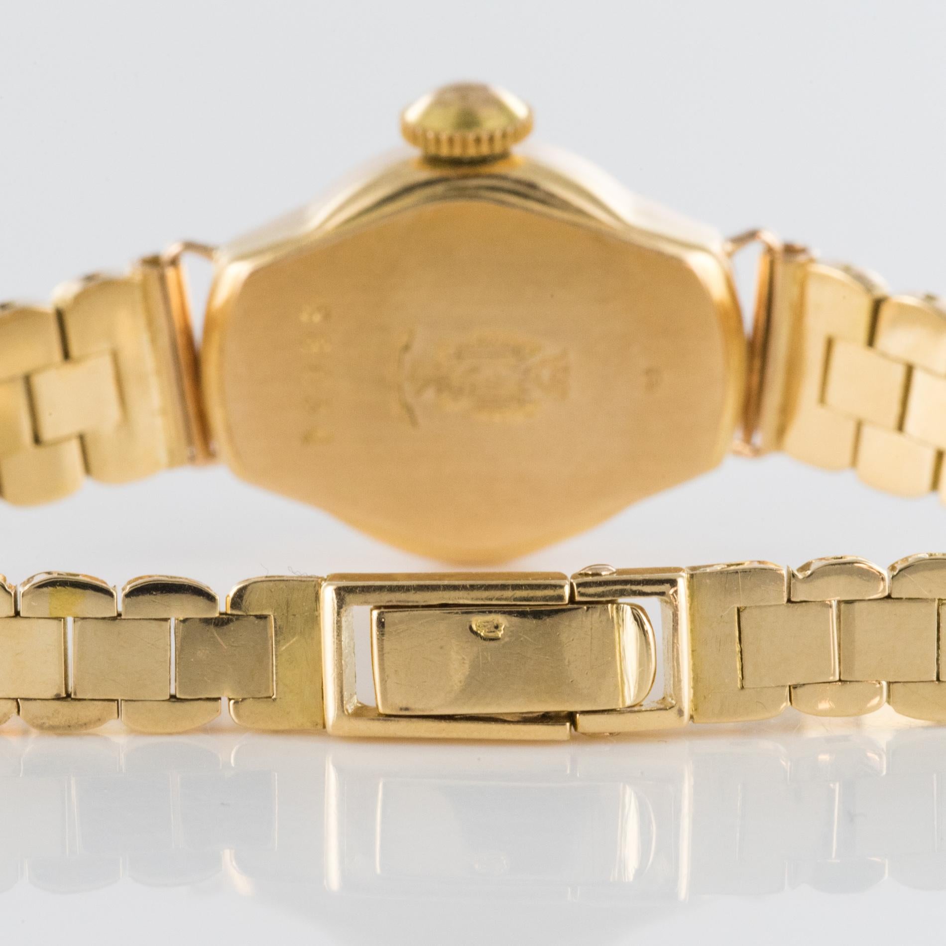 1960s Retro Yellow Gold Lip Ladies Wristwatch 6