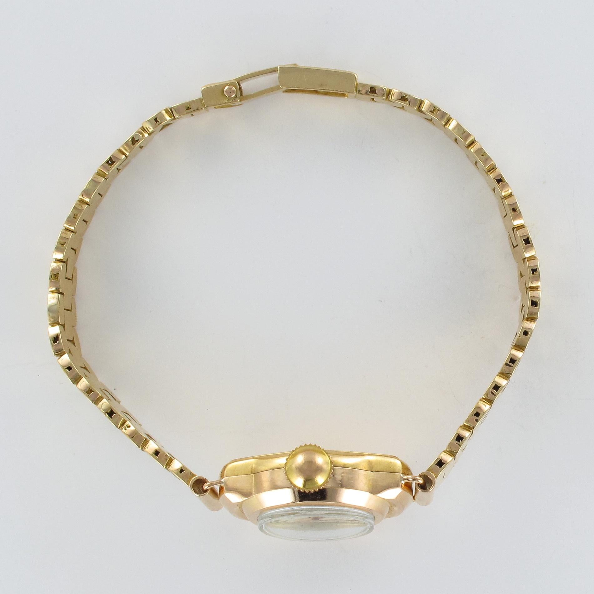 Montre-bracelet rétro Lip pour femme en or jaune, années 1960 7