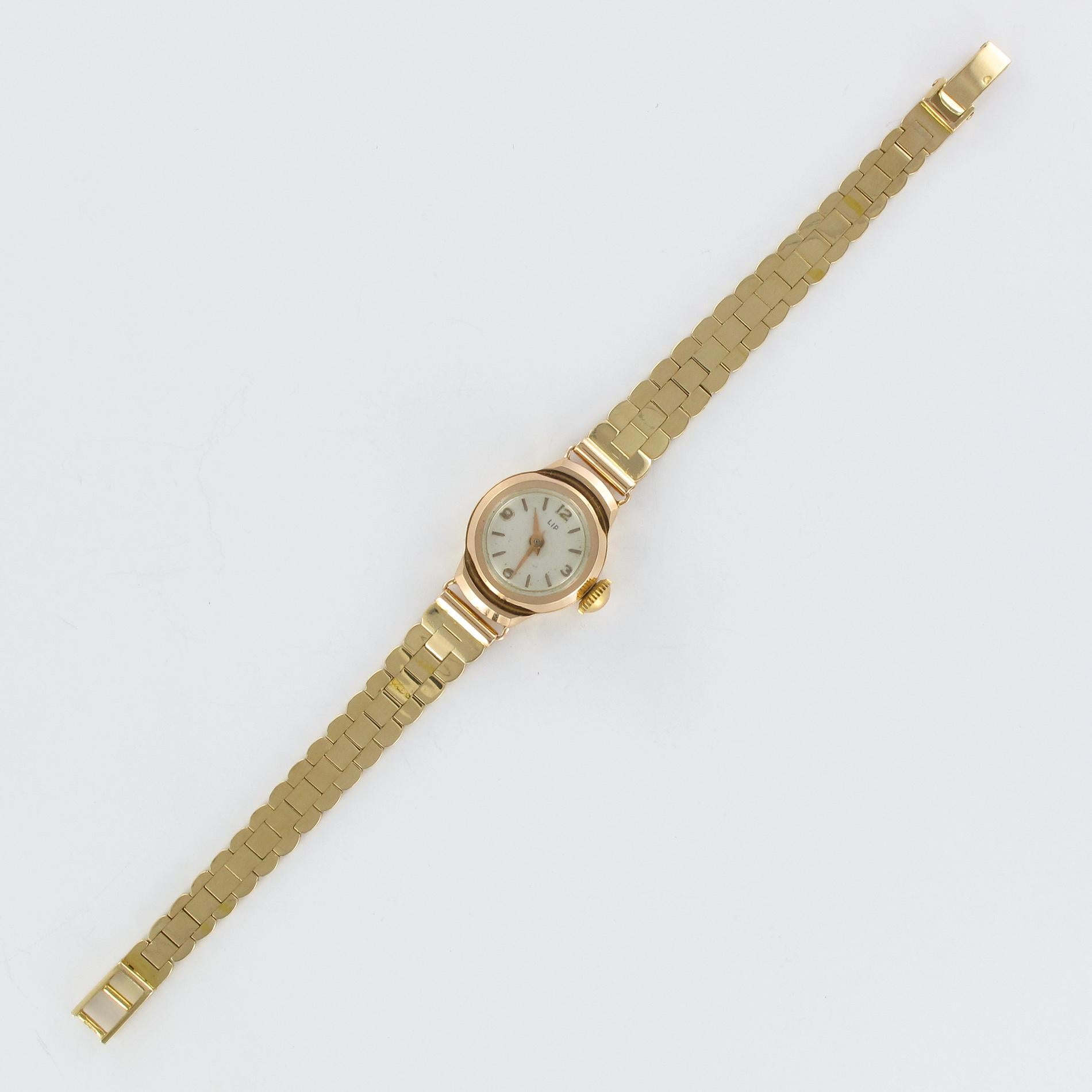 1960s Retro Yellow Gold Lip Ladies Wristwatch 9