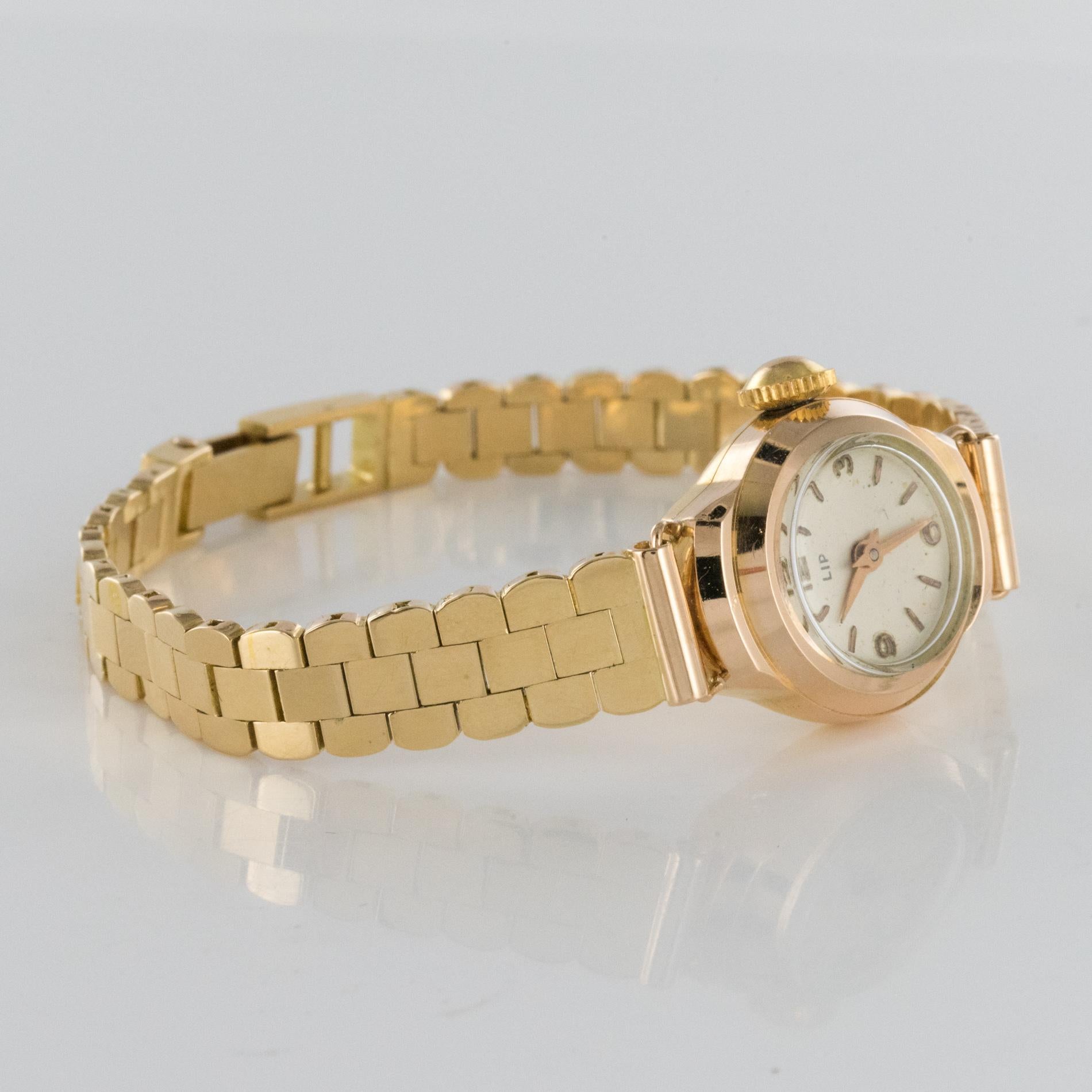 Women's 1960s Retro Yellow Gold Lip Ladies Wristwatch