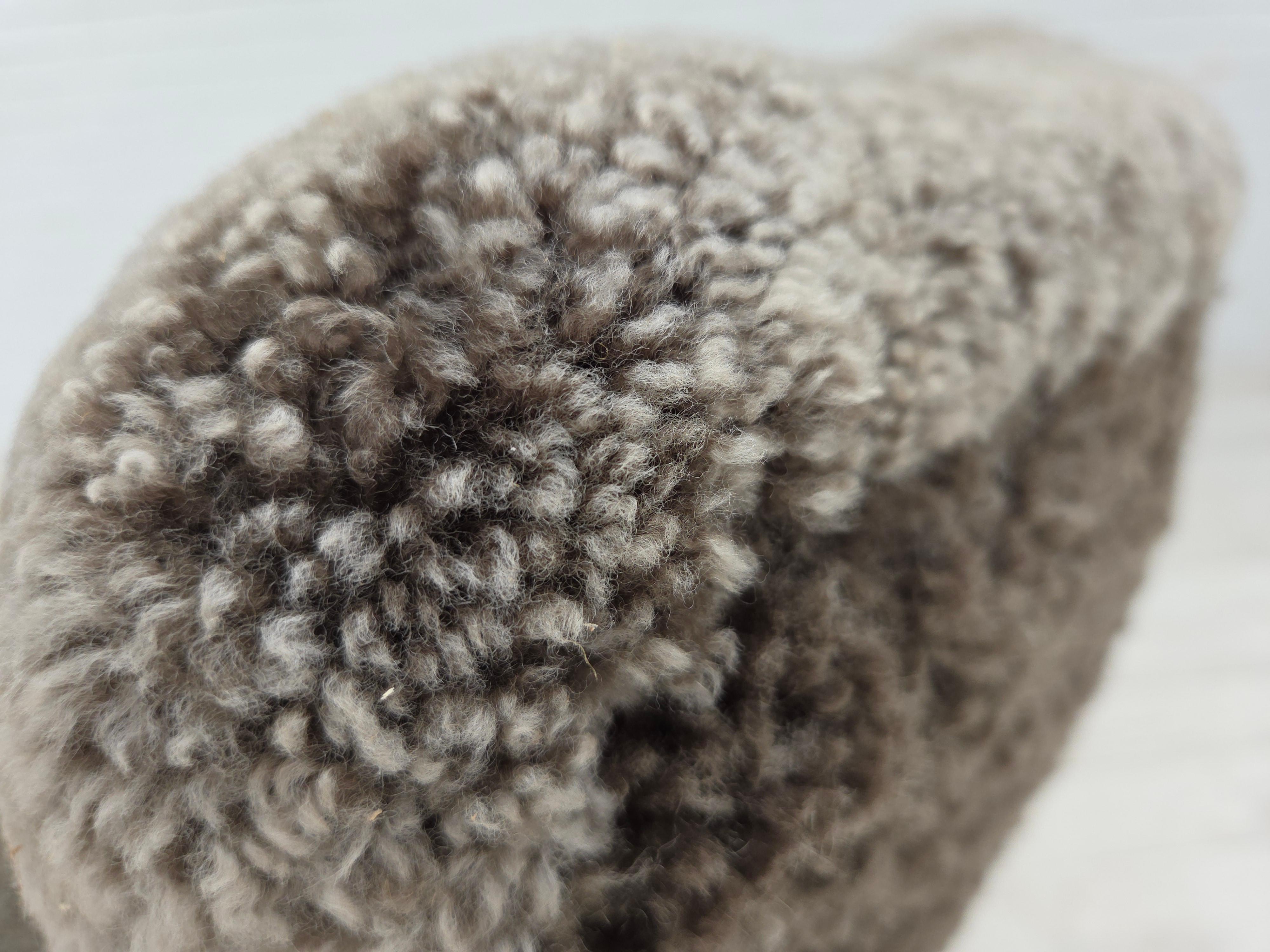 1960s, reupholstered Danish armchair, New Zealand genuine sheepskin. For Sale 13