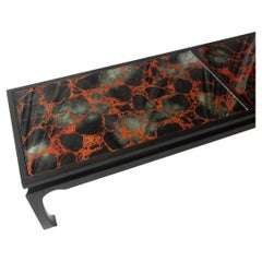 1960's Reverse Painted Glass Top Ming Coffee Table
