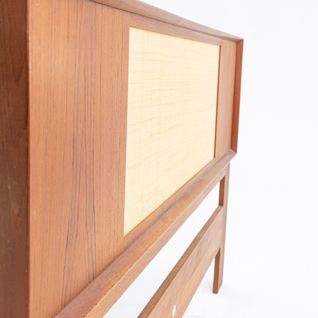 Modern 1960s Reversible Danish Teak and Cane Full Headboard by Arne Wahl Iversen For Sale
