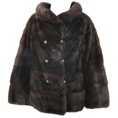 1960s Revillon Mink Mahogany Brown Female Pelt Used 60s Jacket Rhinestones