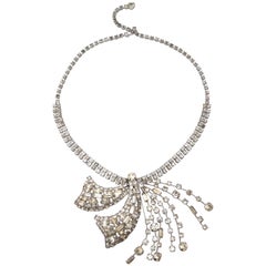 1960s Rhinestone Abstract Pendant Necklace