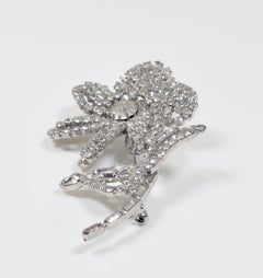 1960s Rhinestone Flower Brooch