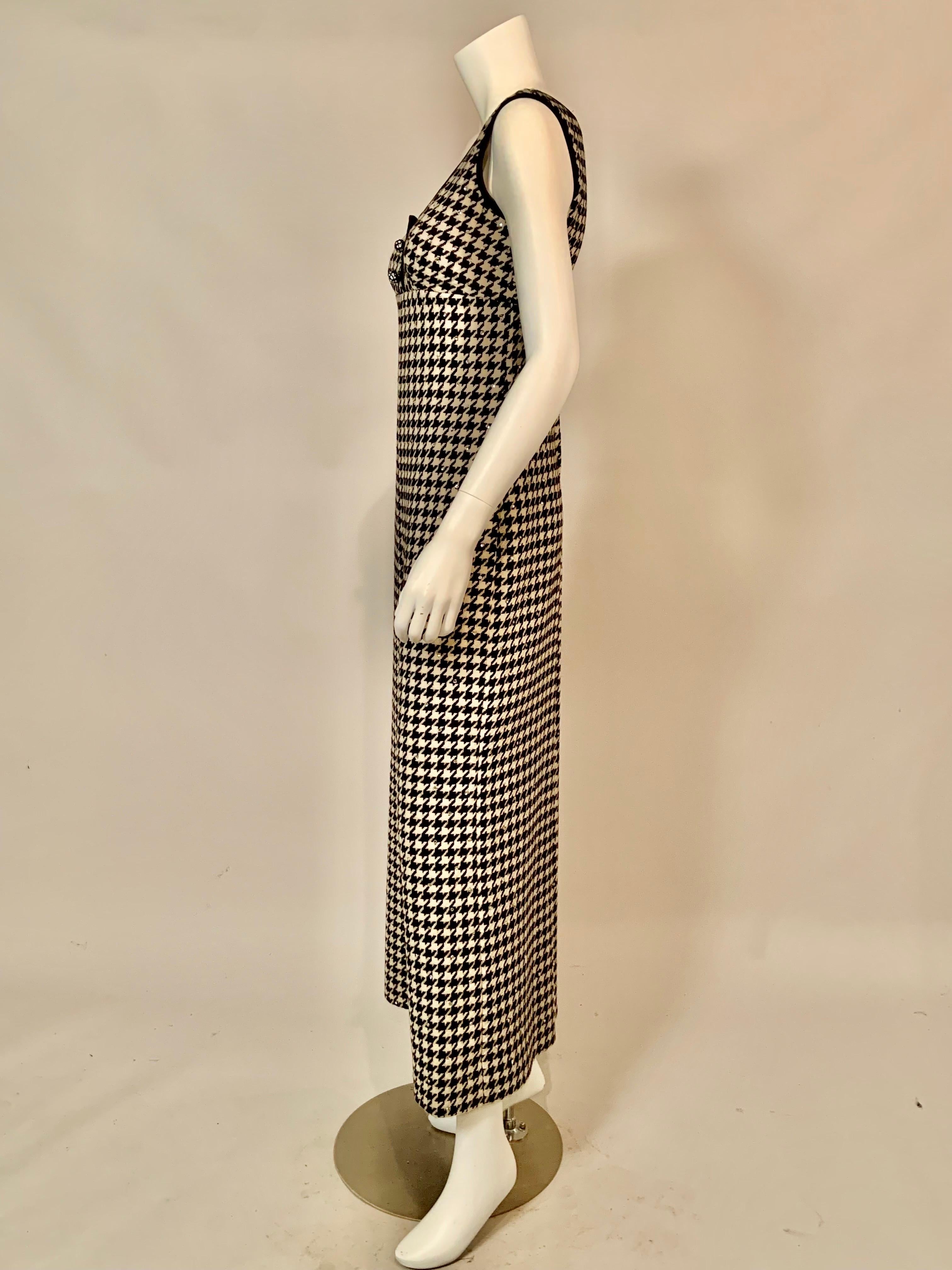 1960’s Rhinestone Studded Morton Myles Black and Cream Houndstooth Jumpsuit For Sale 4