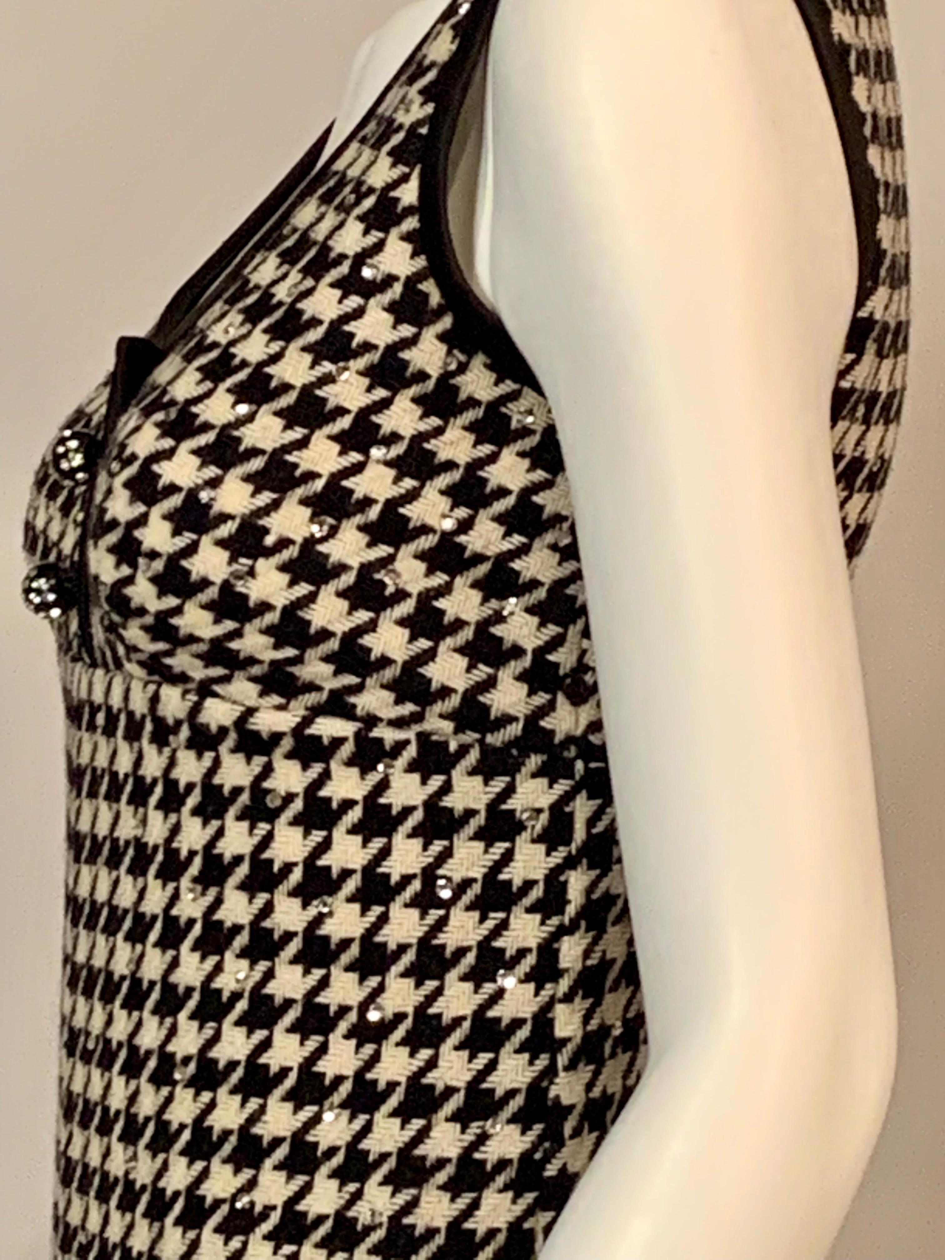 1960’s Rhinestone Studded Morton Myles Black and Cream Houndstooth Jumpsuit For Sale 5