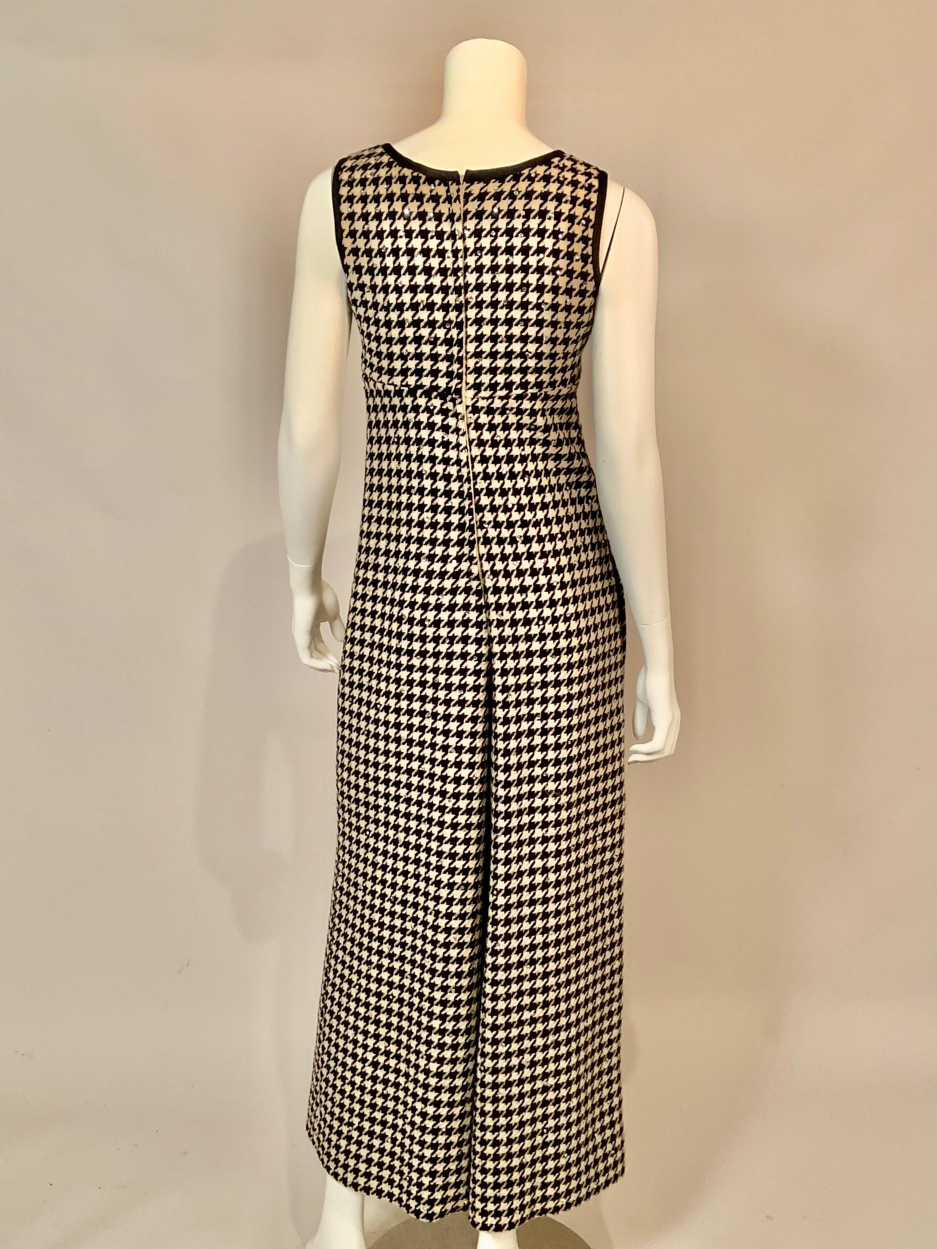 1960’s Rhinestone Studded Morton Myles Black and Cream Houndstooth Jumpsuit For Sale 7