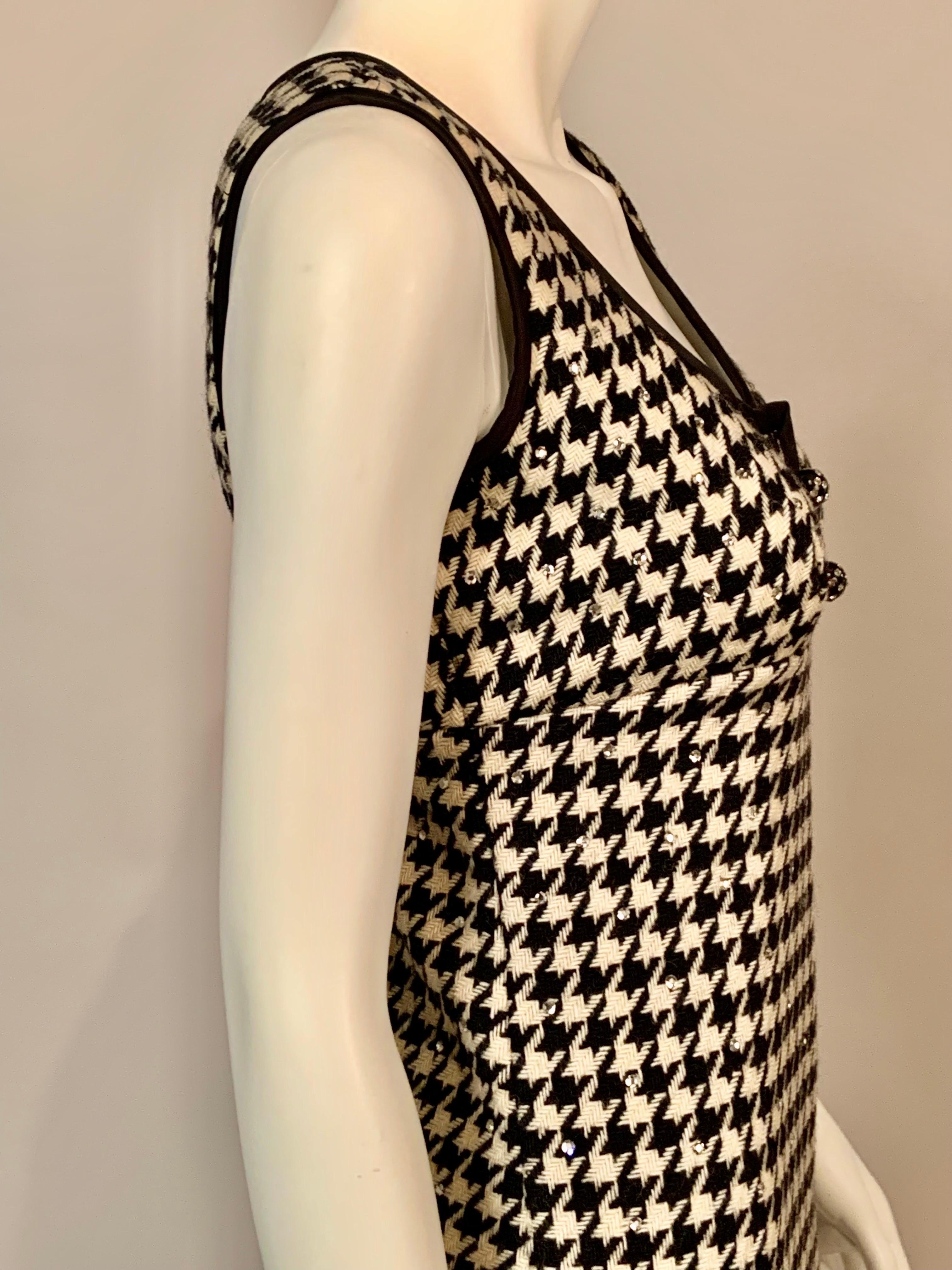 1960’s Rhinestone Studded Morton Myles Black and Cream Houndstooth Jumpsuit For Sale 9