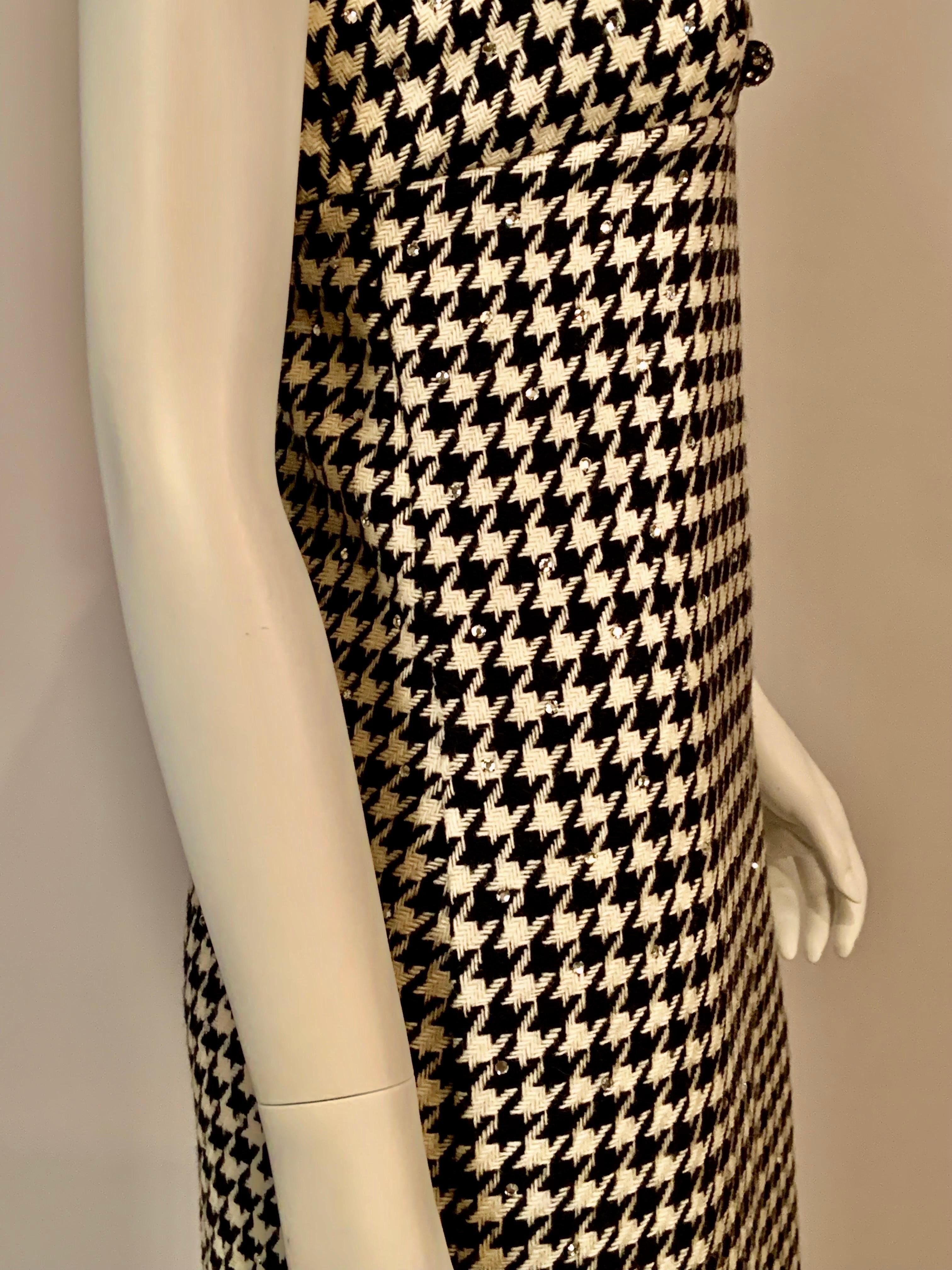 1960’s Rhinestone Studded Morton Myles Black and Cream Houndstooth Jumpsuit For Sale 10