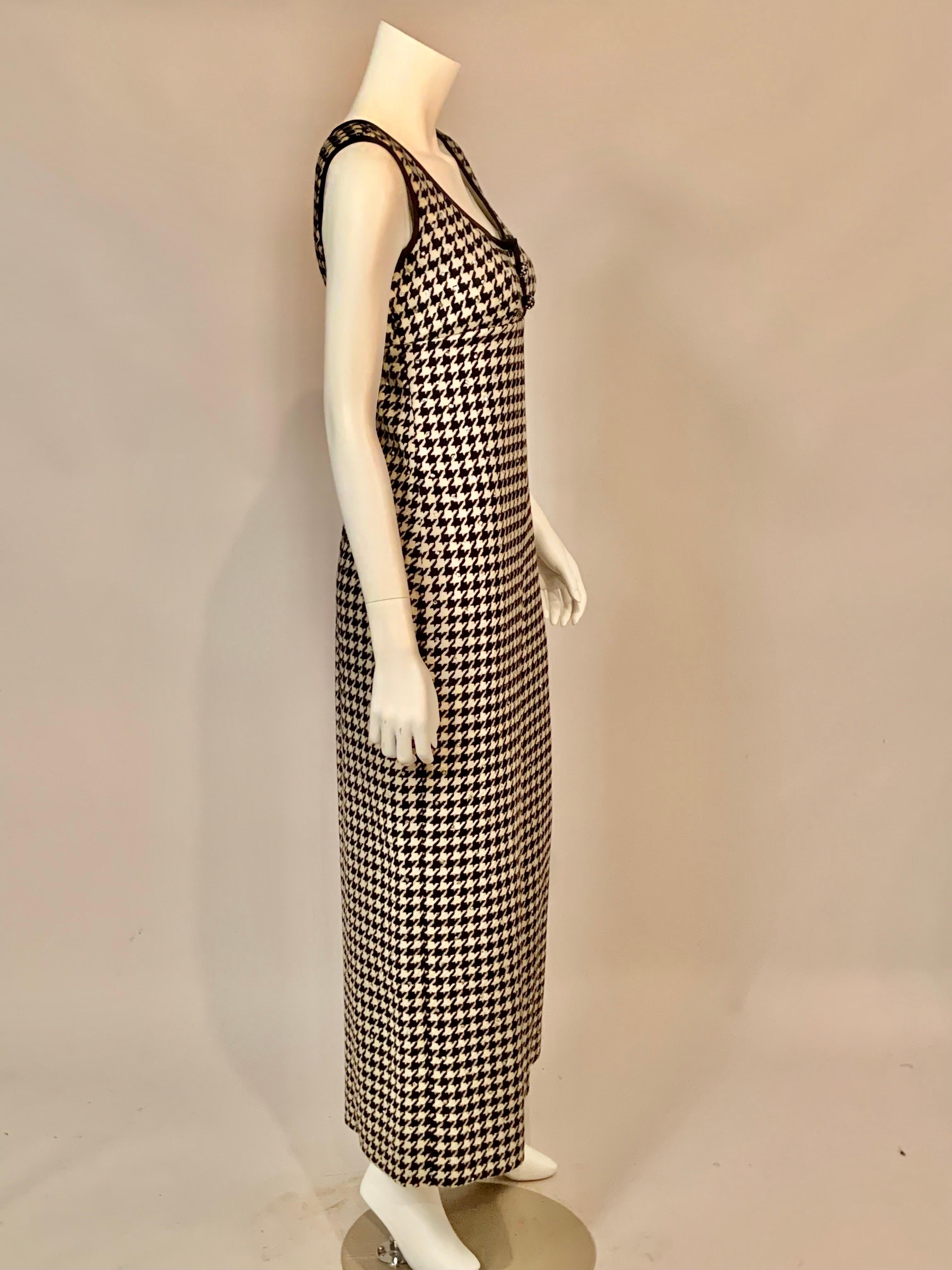 1960’s Rhinestone Studded Morton Myles Black and Cream Houndstooth Jumpsuit For Sale 11