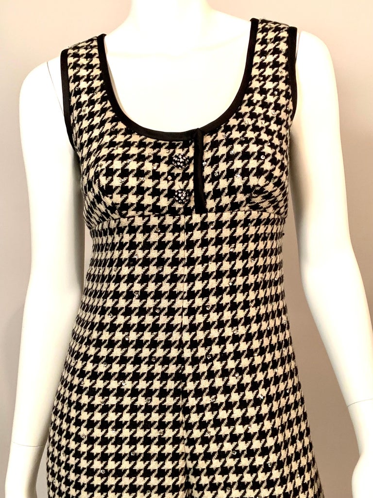 1960’s Rhinestone Studded Morton Myles Black and Cream Houndstooth Jumpsuit For Sale 1
