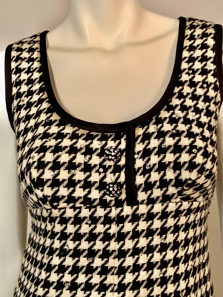 1960’s Rhinestone Studded Morton Myles Black and Cream Houndstooth Jumpsuit For Sale 3