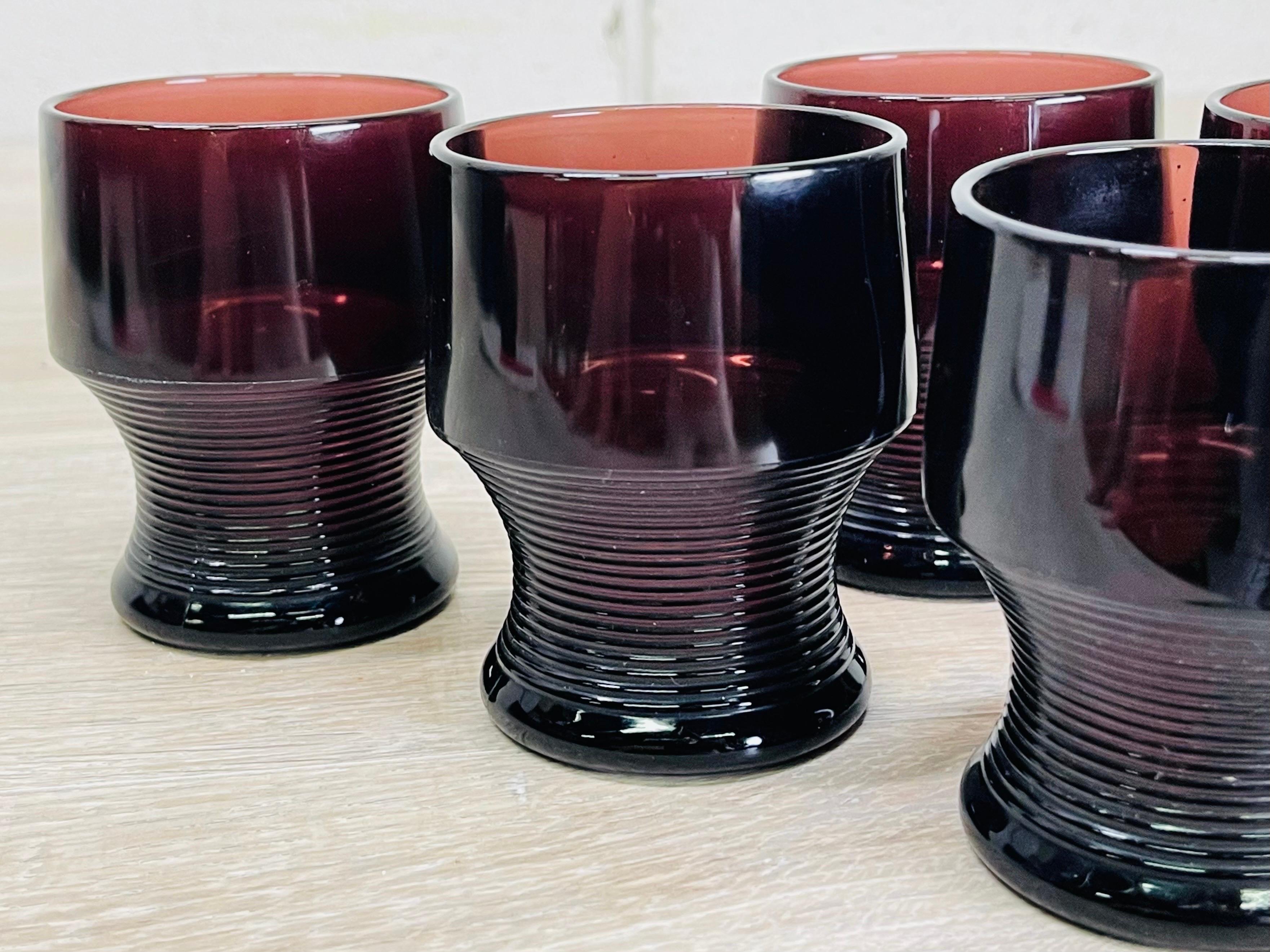 1960s Ribbed Amethyst Glass Tumblers, Set of 6 For Sale at 1stDibs