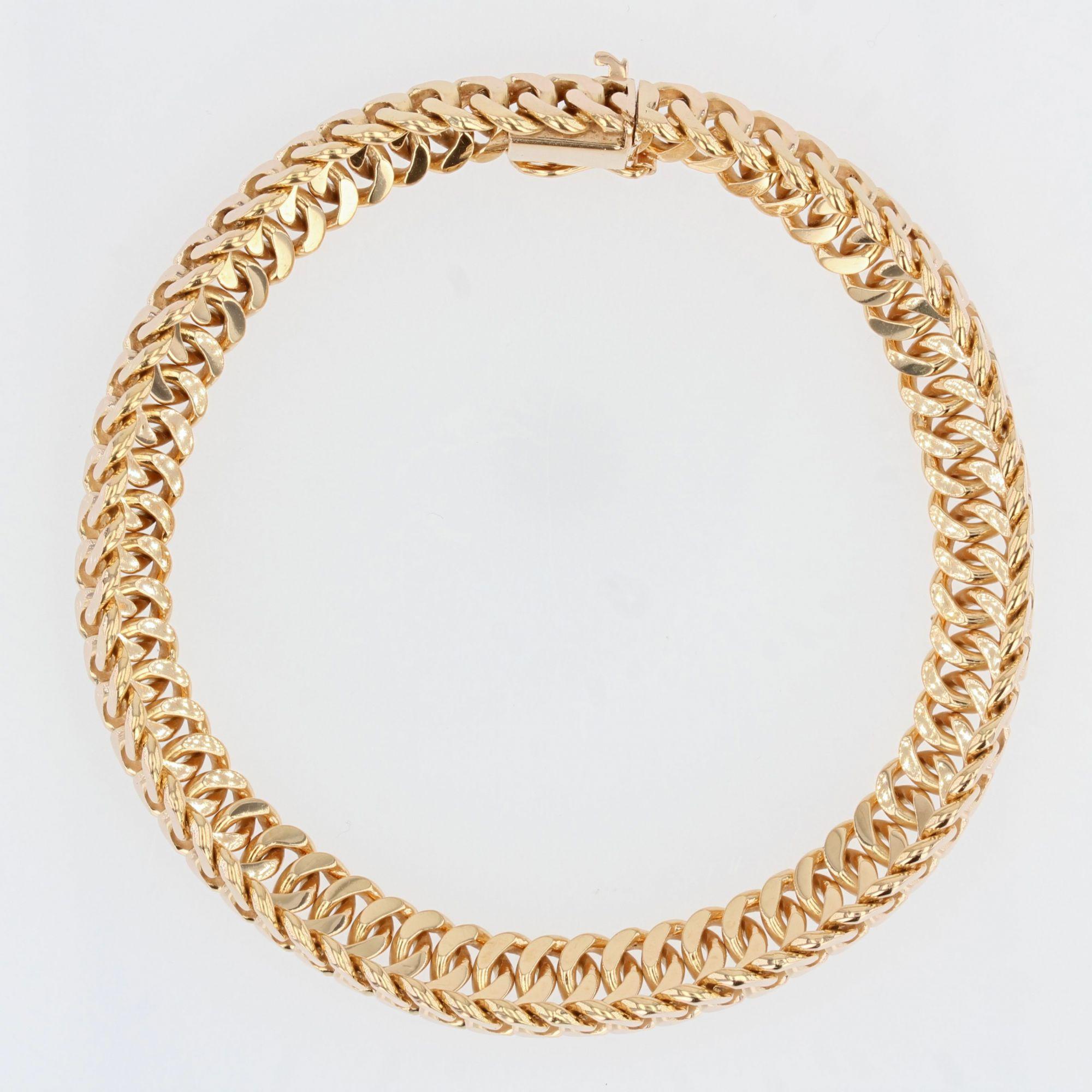 Women's 1960s Ribbon Curb Mesh 18 Karat Yellow Gold Bracelet