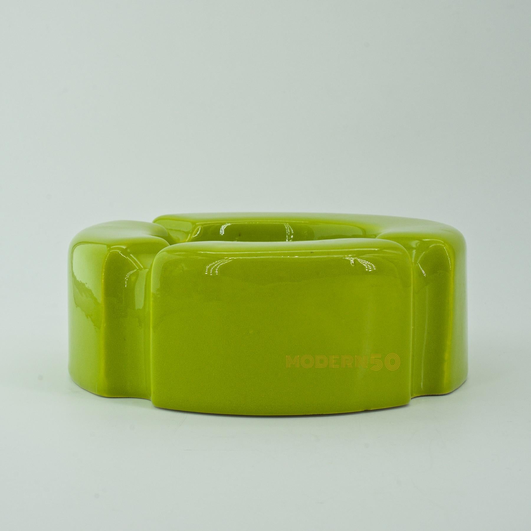 Italian 1960s Rich Yellow Raymor Memphis Ceramic Ashtray in Style of Ettore Sottsass For Sale
