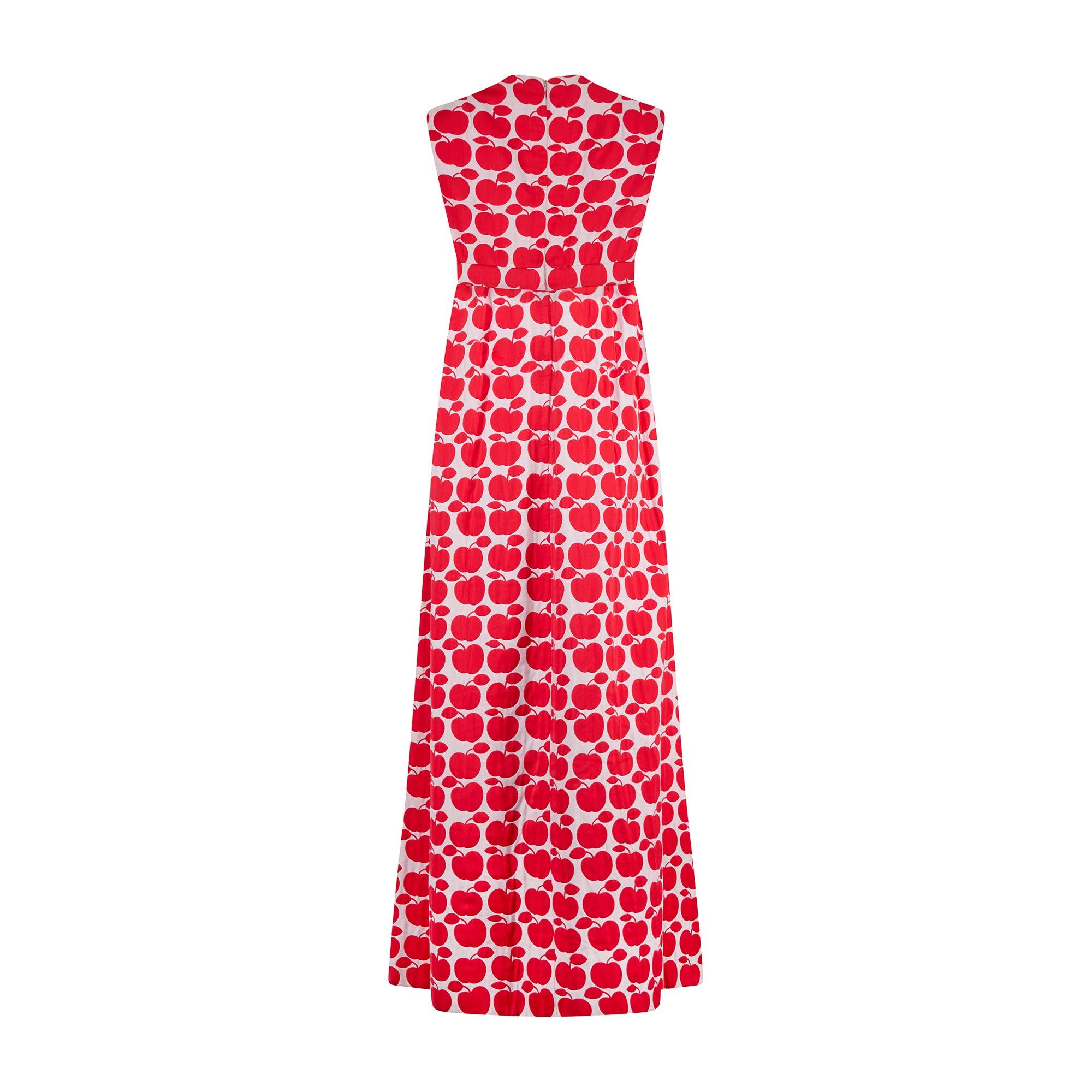 1960s Richard Blauner’s Boutique Red Apple Print Maxi-Dress In Excellent Condition For Sale In London, GB