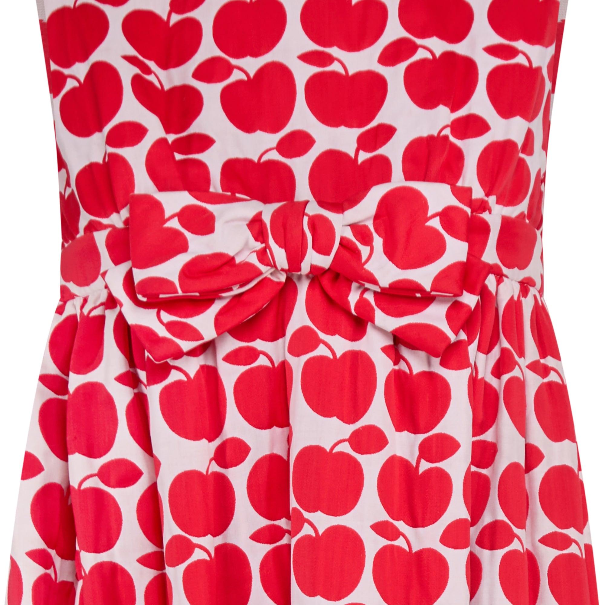 Women's 1960s Richard Blauner’s Boutique Red Apple Print Maxi-Dress For Sale
