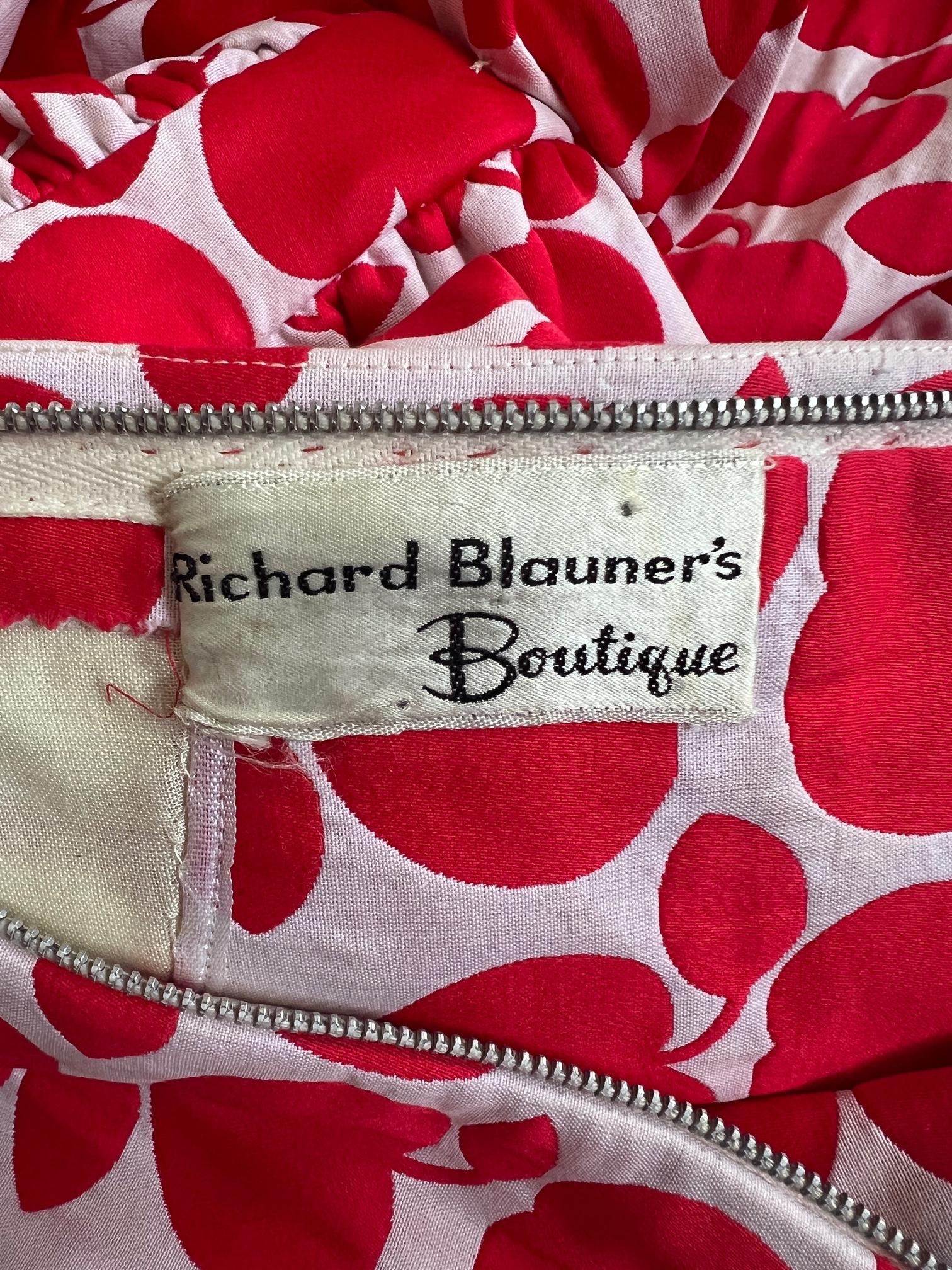 1960s Richard Blauner’s Boutique Red Apple Print Maxi-Dress For Sale 1