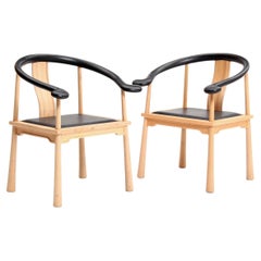 1960s Richard Nissen “Yin” Pair of China chairs with club legs and leather seat