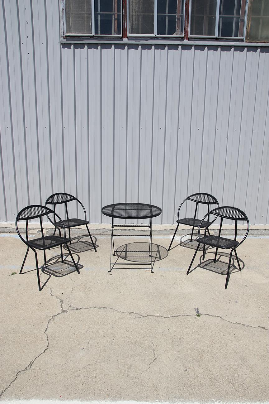 Mid-Century Modern 1960's Rid-Jid Folding Patio Set (Table & 4 Chairs) by Salterini For Sale