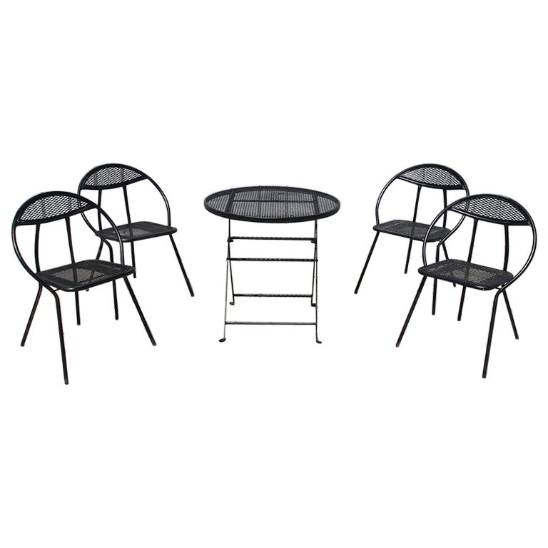 1960's Rid-Jid Folding Patio Set (Table & 4 Chairs) by Salterini