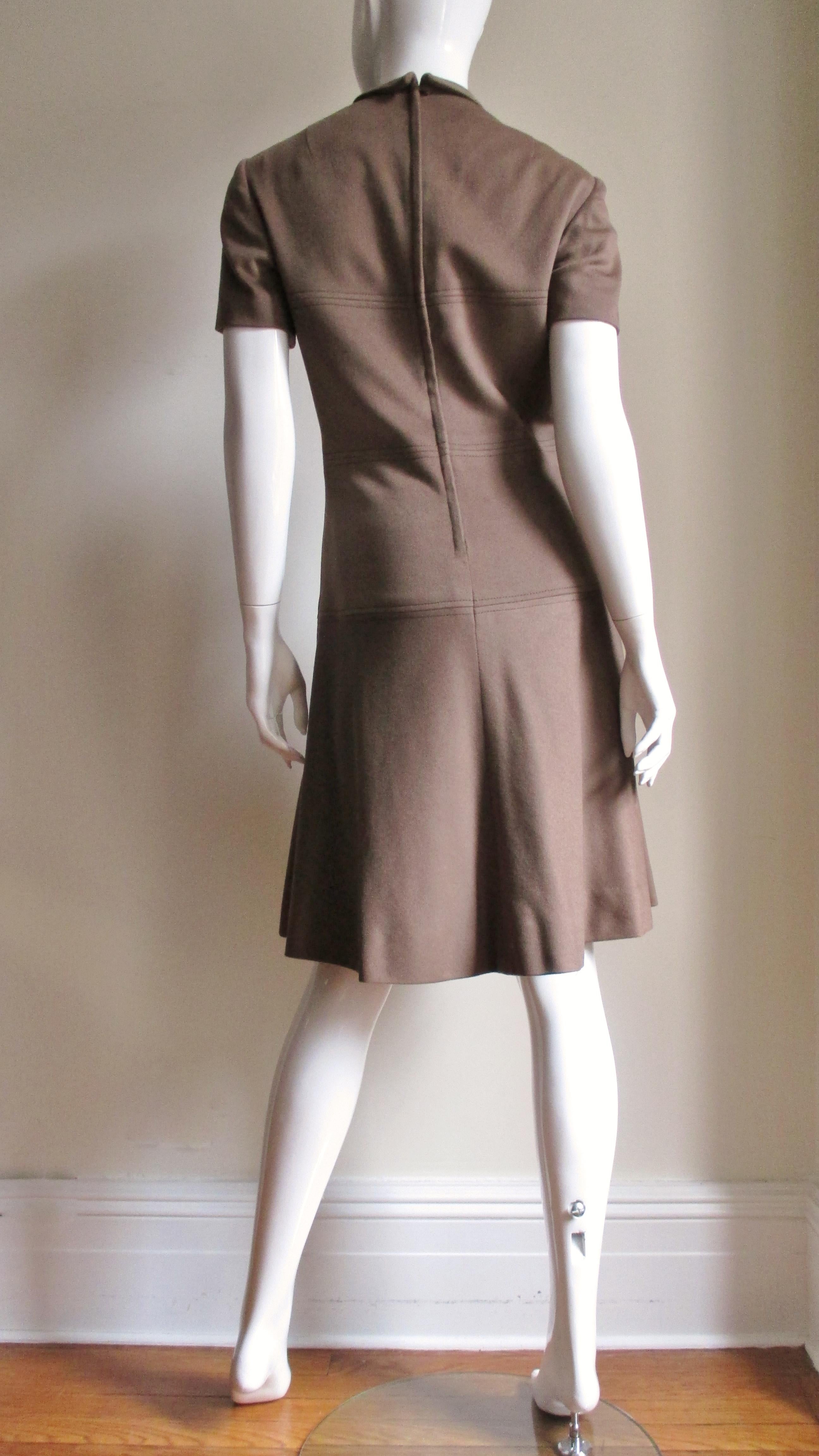 Rikes 1960s Cashmere Dress and Coat with Geometric Seams  For Sale 3