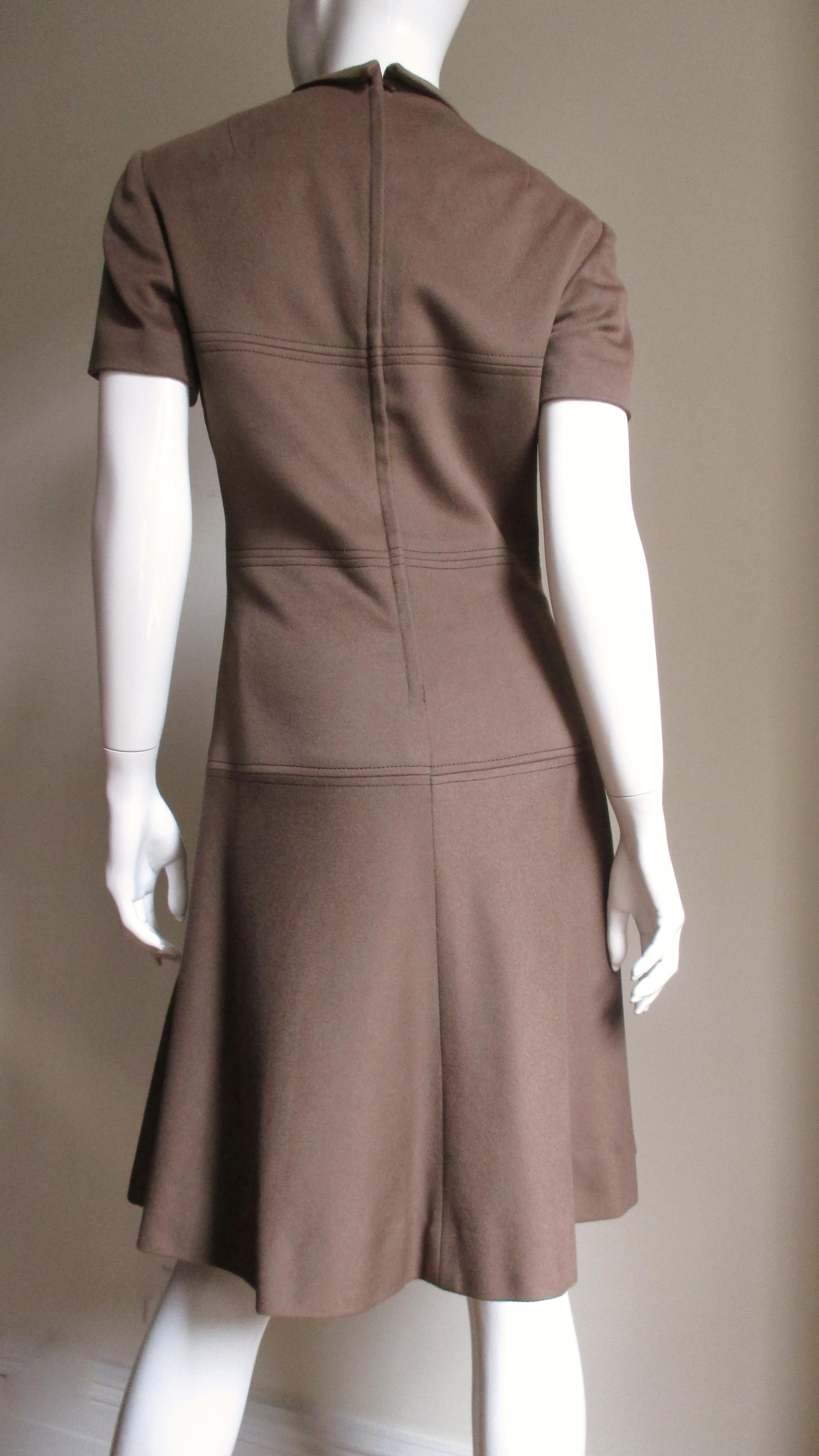 Rikes 1960s Cashmere Dress and Coat with Geometric Seams  For Sale 4