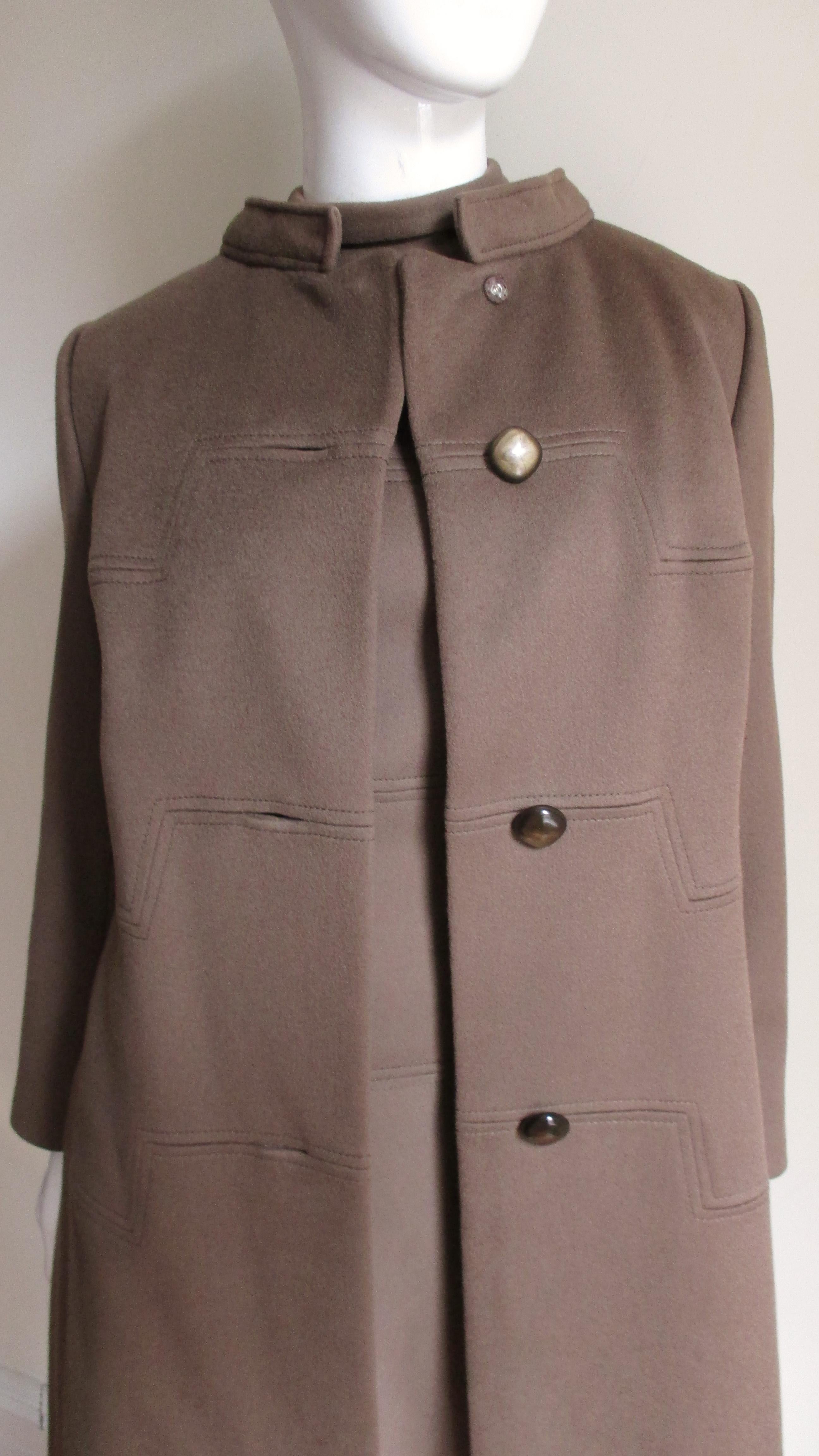 Women's Rikes 1960s Cashmere Dress and Coat with Geometric Seams For Sale