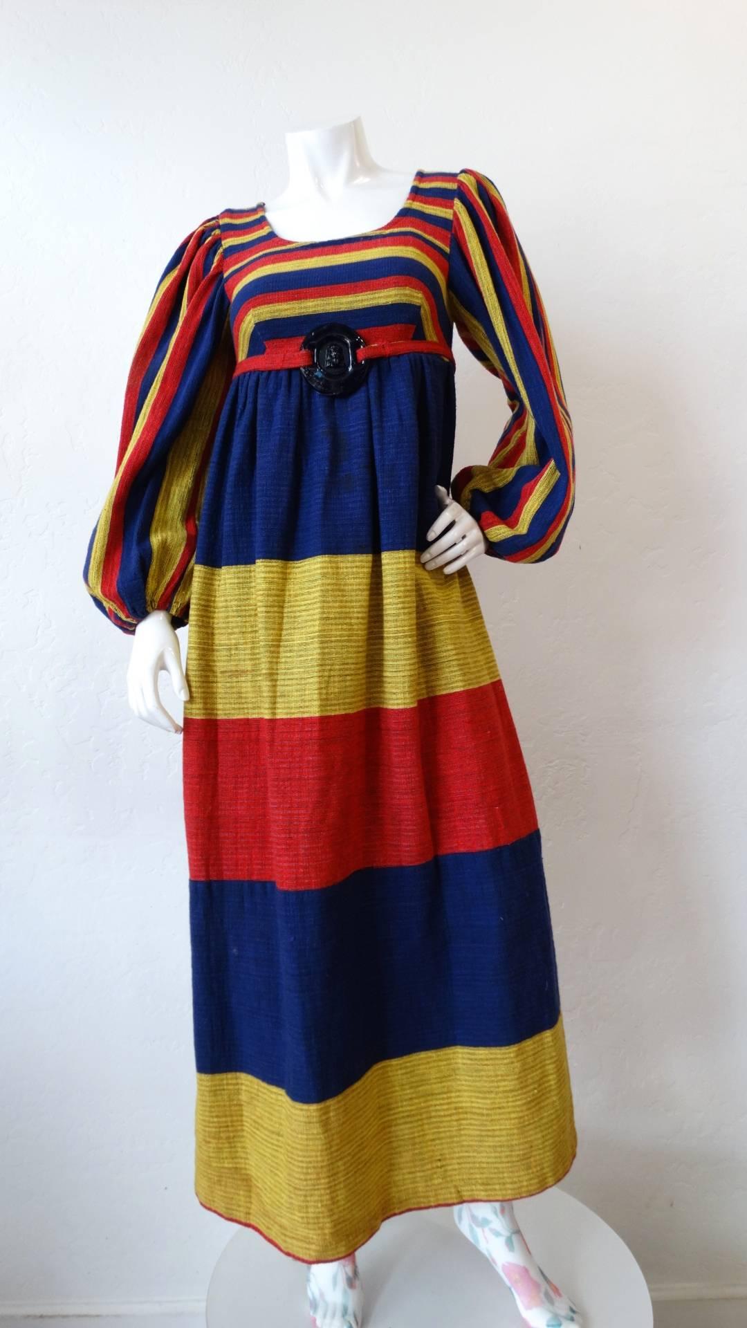 1960s Rikma Primary Color Striped Dress 2